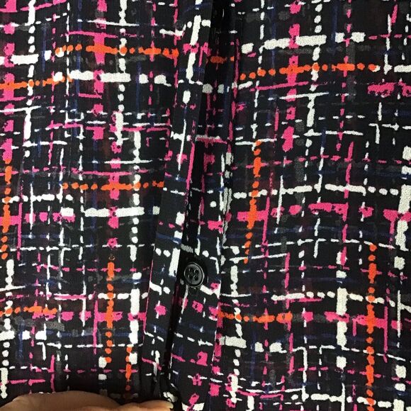 Chicos Top Size XL/16 Multi Color Sheer Long Sleeve Button Up Shirt Polyester - Picture 12 of 16